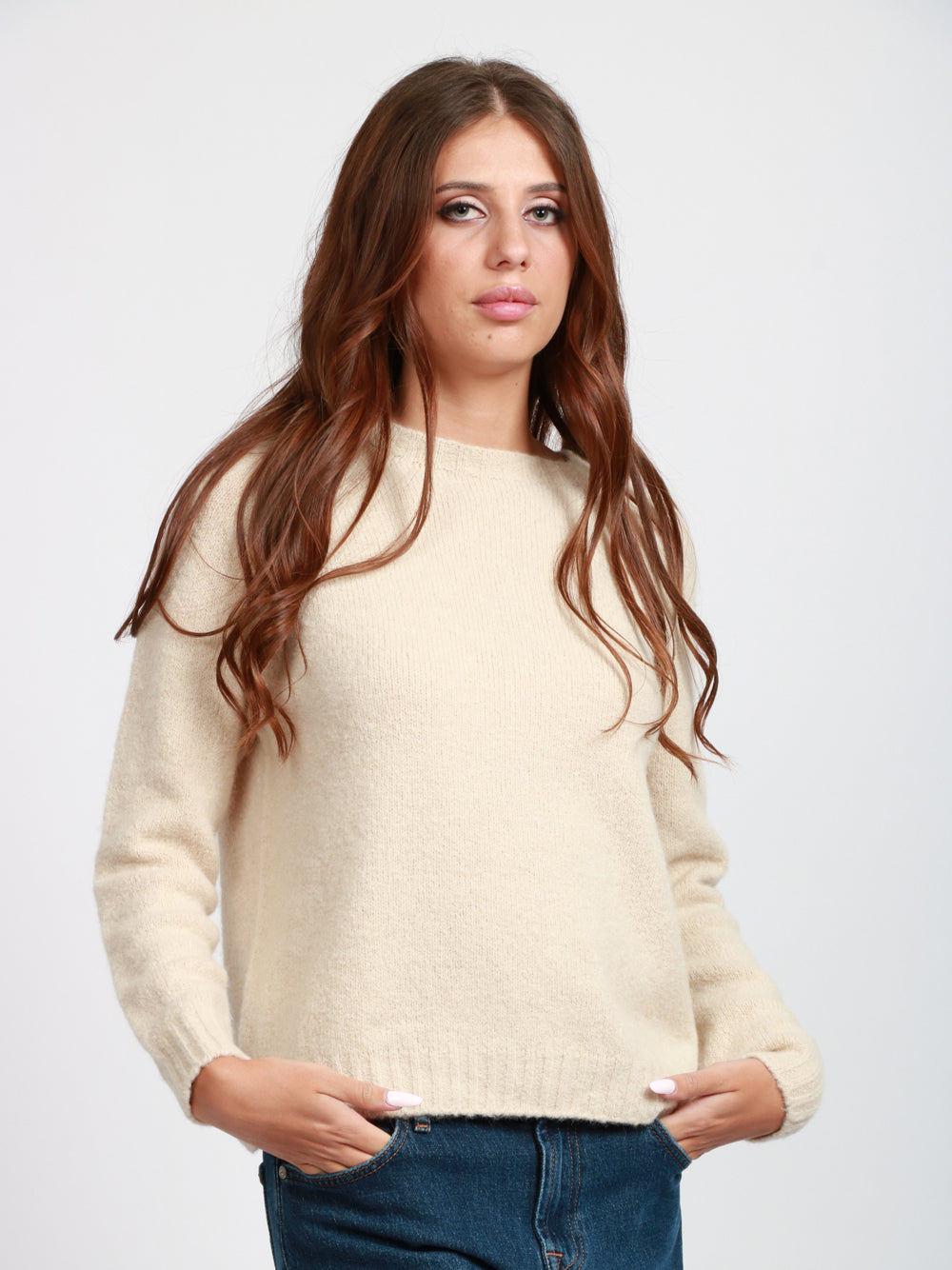 WEEKEND MAX MARA Maglia Ghiacci Girocollo in Alpaca Avena Avena