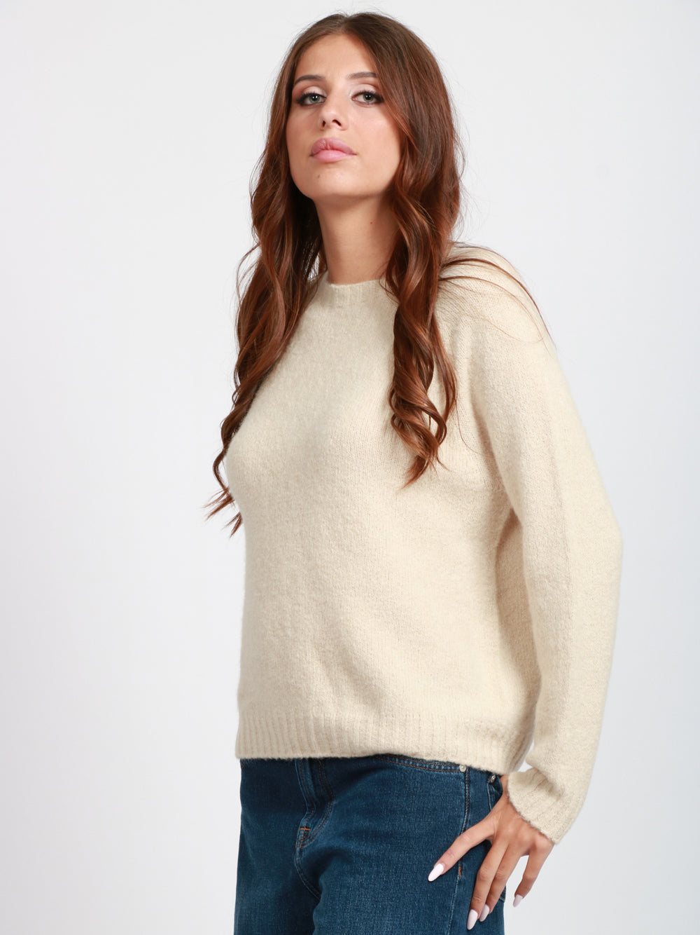WEEKEND MAX MARA Maglia Ghiacci Girocollo in Alpaca Avena Avena