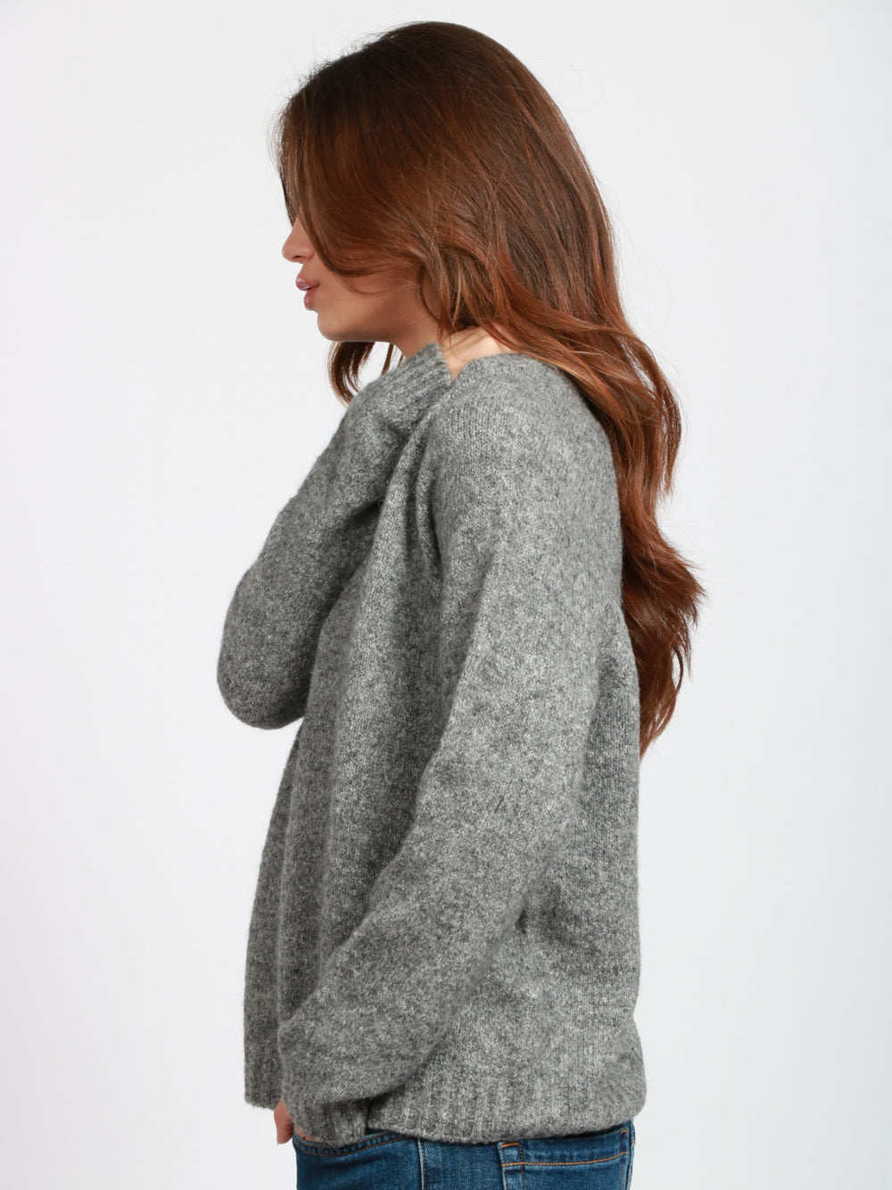 WEEKEND MAX MARA Maglia Ghiacci Girocollo in Alpaca Grigia Grigio