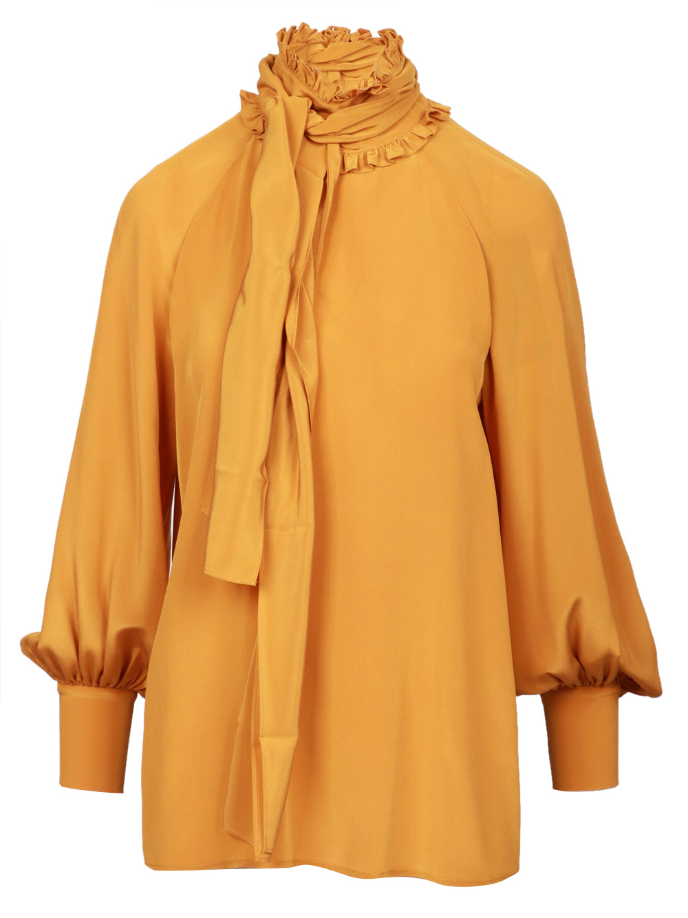 WEEKEND MAX MARA Blusa Guido in Seta Senape con Rouches su Collo Senape