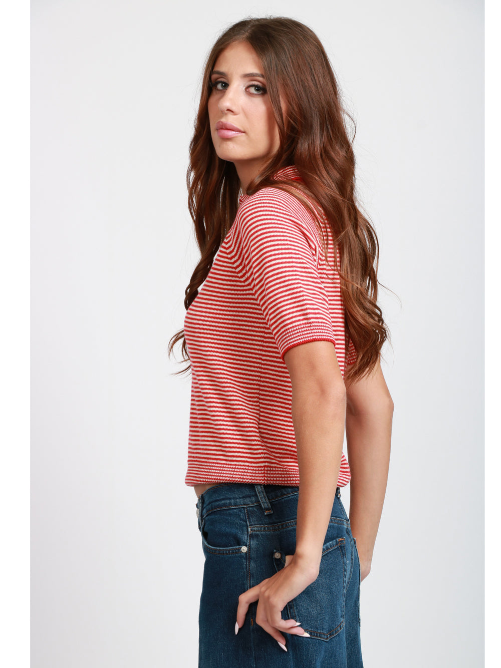 WEEKEND MAX MARA Maglia Polo Junior in Cotone a Righe Rossa Rosso avorio