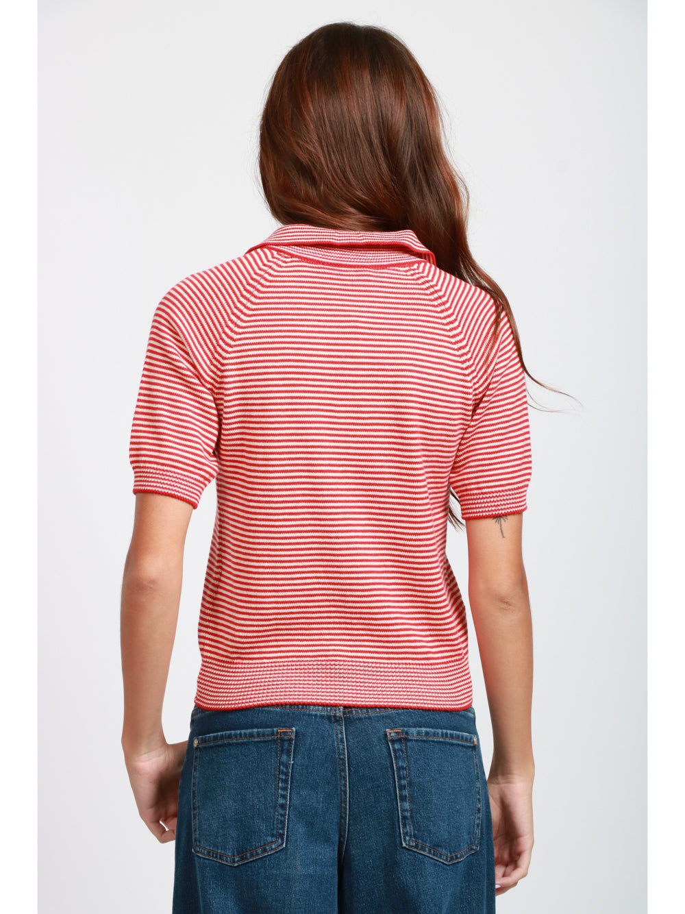 WEEKEND MAX MARA Maglia Polo Junior in Cotone a Righe Rossa Rosso avorio