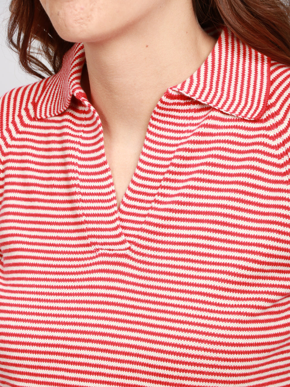 WEEKEND MAX MARA Maglia Polo Junior in Cotone a Righe Rossa Rosso avorio