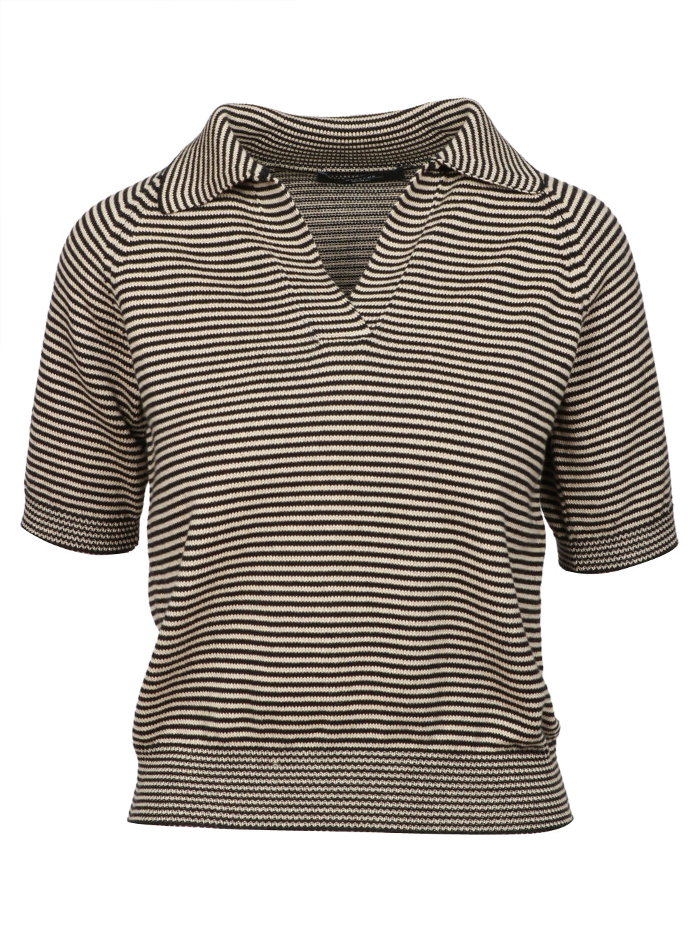 WEEKEND MAX MARA Maglia Polo Junior in Cotone a Righe Nera e Fango Nero/fango