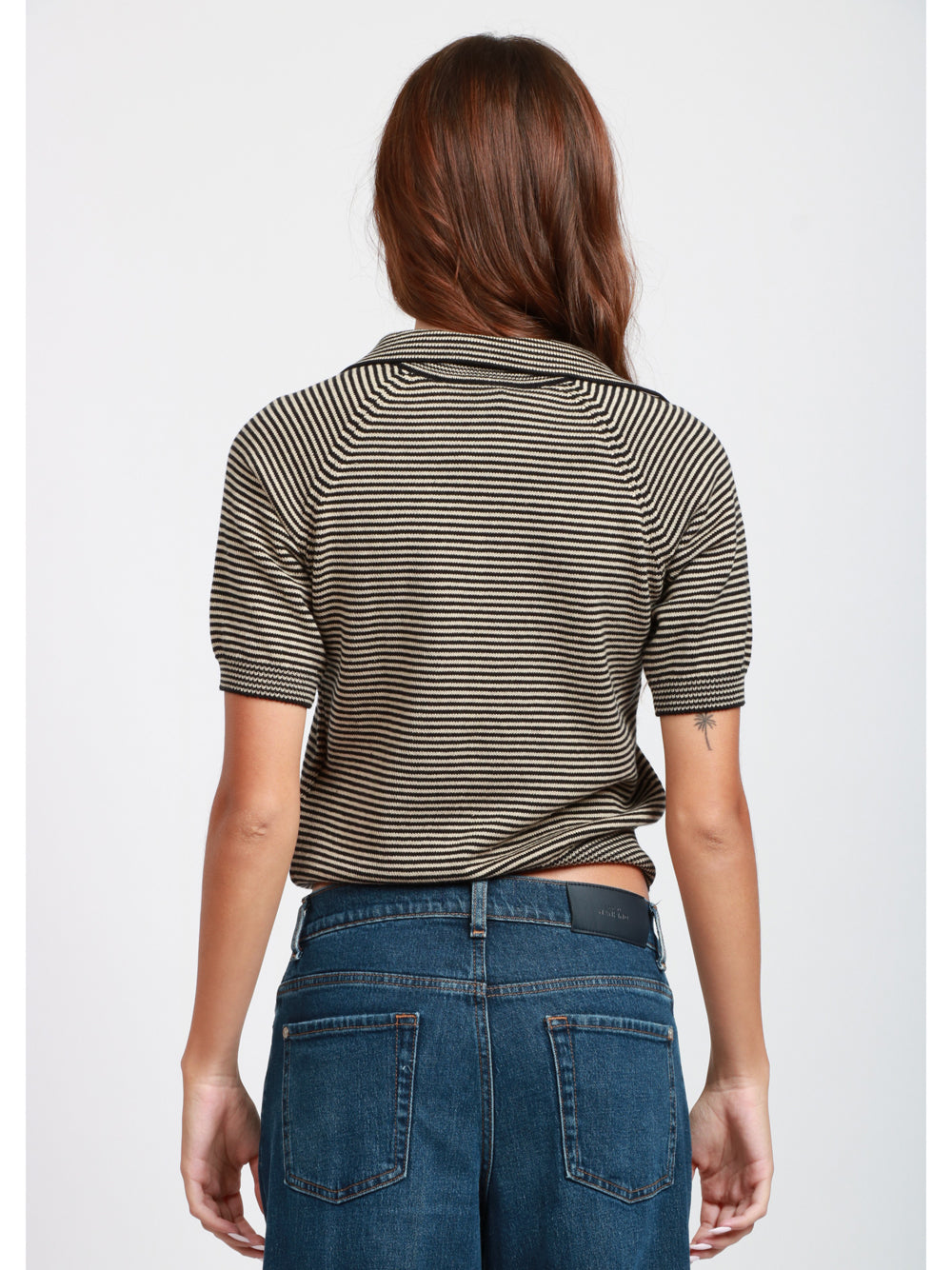 WEEKEND MAX MARA Maglia Polo Junior in Cotone a Righe Nera e Fango Nero/fango
