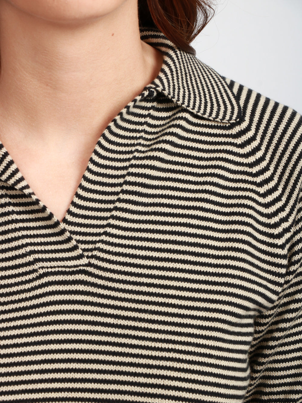 WEEKEND MAX MARA Maglia Polo Junior in Cotone a Righe Nera e Fango Nero/fango