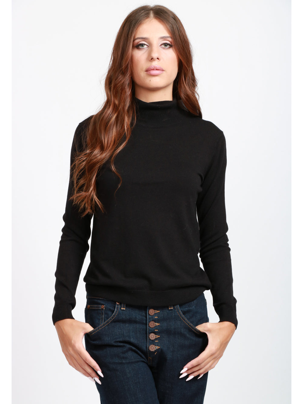 WEEKEND MAX MARA Maglia Kiku Dolcevita in Misto Lana Nera Nero