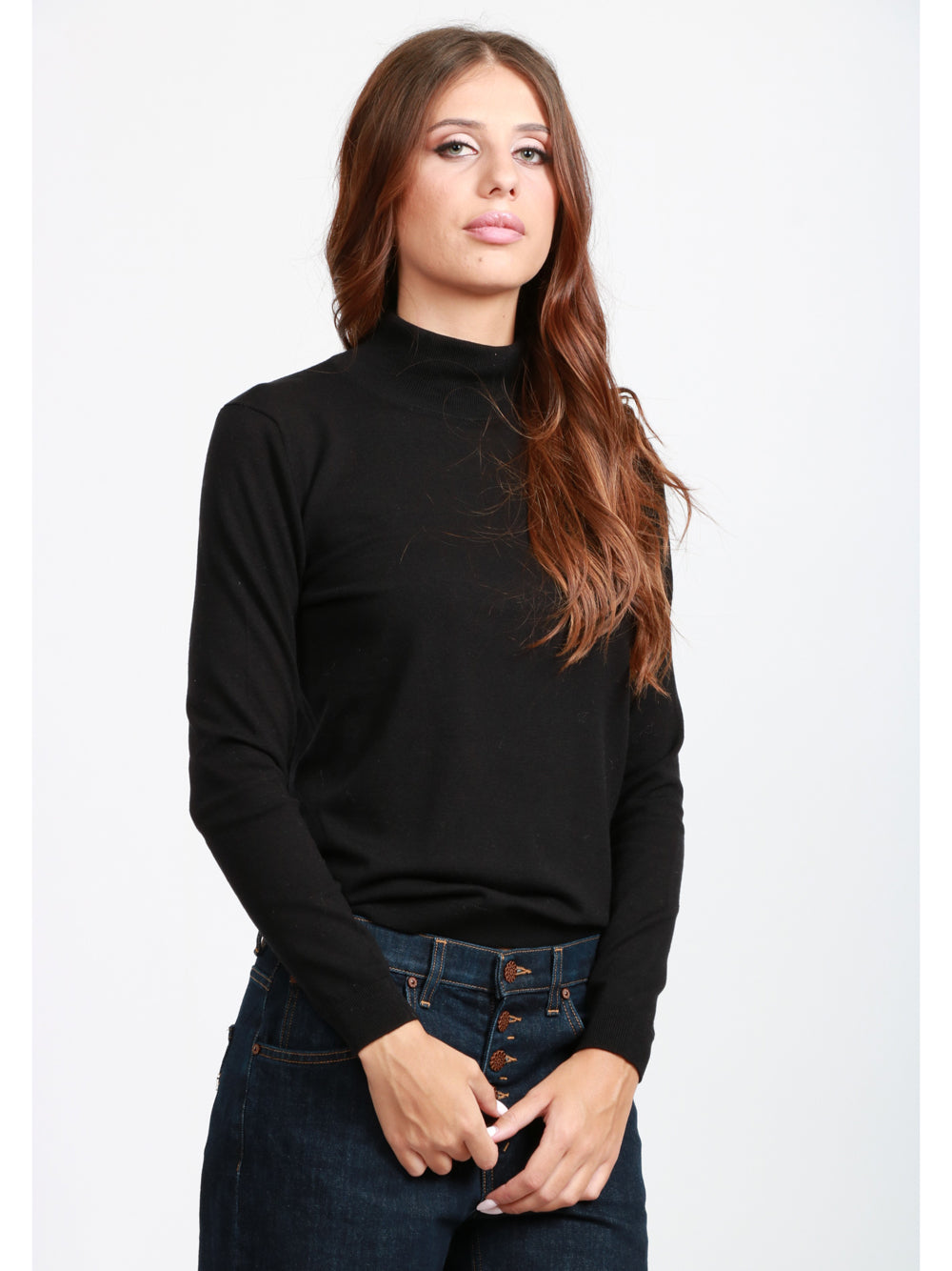 WEEKEND MAX MARA Maglia Kiku Dolcevita in Misto Lana Nera Nero