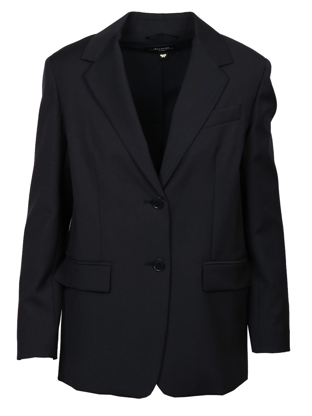 WEEKEND MAX MARA Giacca Materia Monopetto in Fresco di Lana Blu Notte Blu