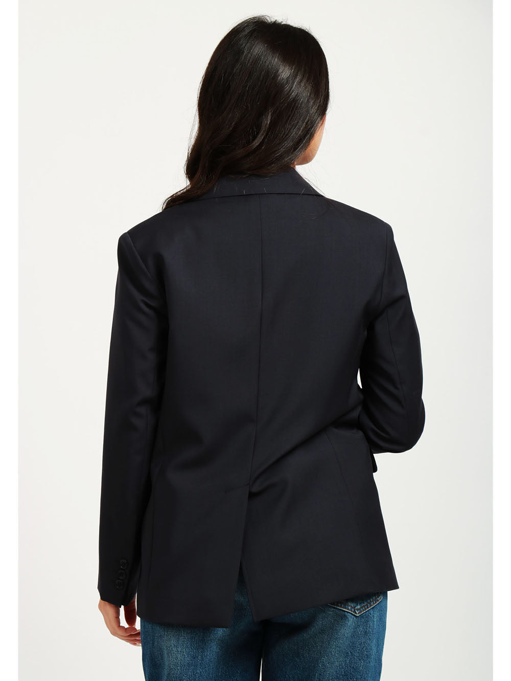 WEEKEND MAX MARA Giacca Materia Monopetto in Fresco di Lana Blu Notte Blu