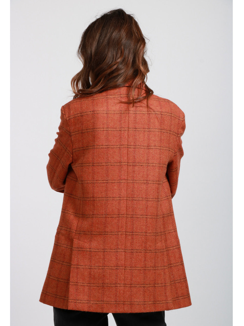 WEEKEND MAX MARA Giacca Mintea Monopetto in Lana Vergine Check Ruggine Arancio+color