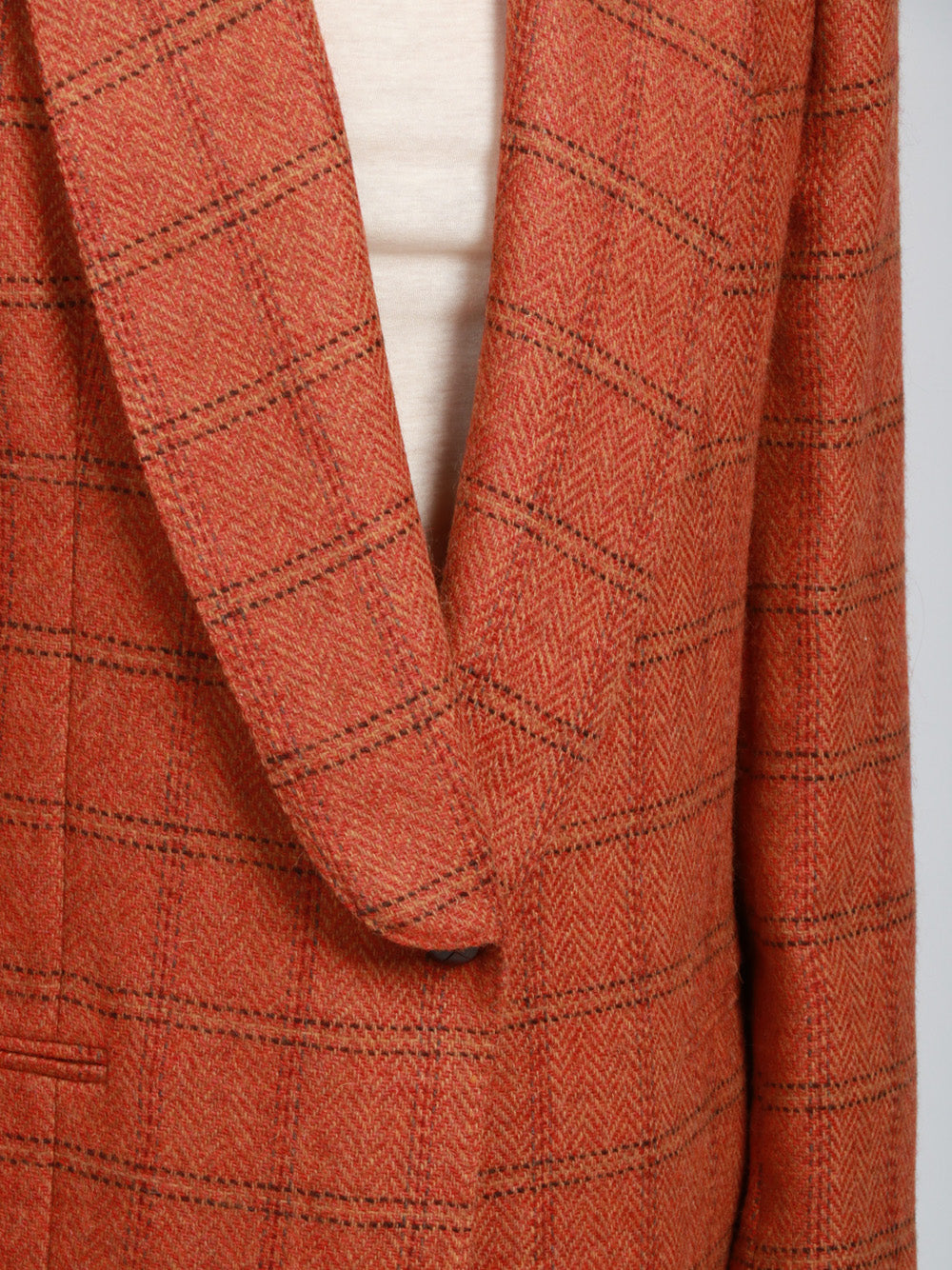 WEEKEND MAX MARA Giacca Mintea Monopetto in Lana Vergine Check Ruggine Arancio+color