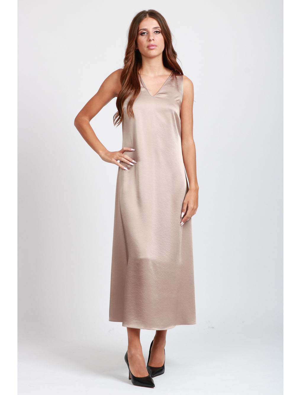 WEEKEND MAX MARA Vestito Ottelia in Raso Bronzo Chiaro Bronzo