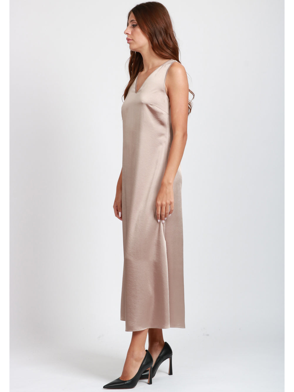 WEEKEND MAX MARA Vestito Ottelia in Raso Bronzo Chiaro Bronzo