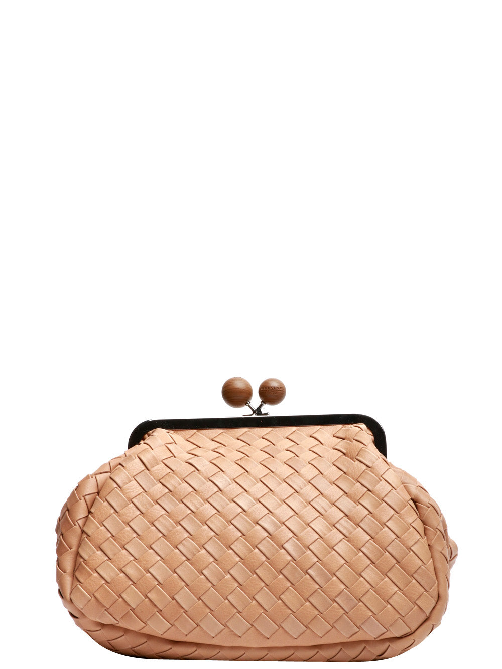 WEEKEND MAX MARA Borsa Pochette Pancia Pasticcino Media in Pelle Intrecciata Beige Beige