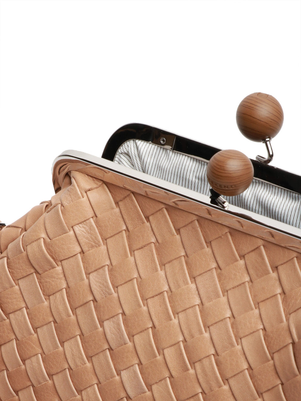 WEEKEND MAX MARA Borsa Pochette Pancia Pasticcino Media in Pelle Intrecciata Beige Beige