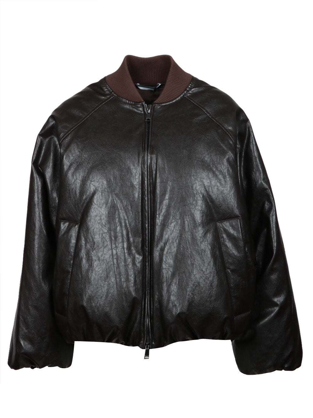 WEEKEND MAX MARA Bomber Potente Imbottito Marrone con Spalmatura Testa di moro
