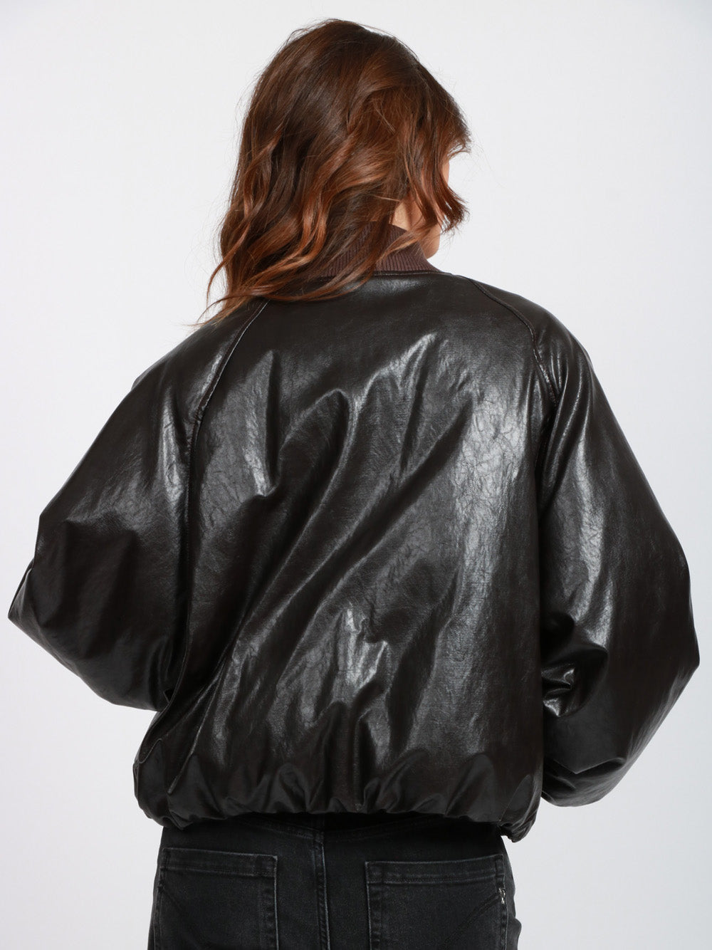 WEEKEND MAX MARA Bomber Potente Imbottito Marrone con Spalmatura Testa di moro