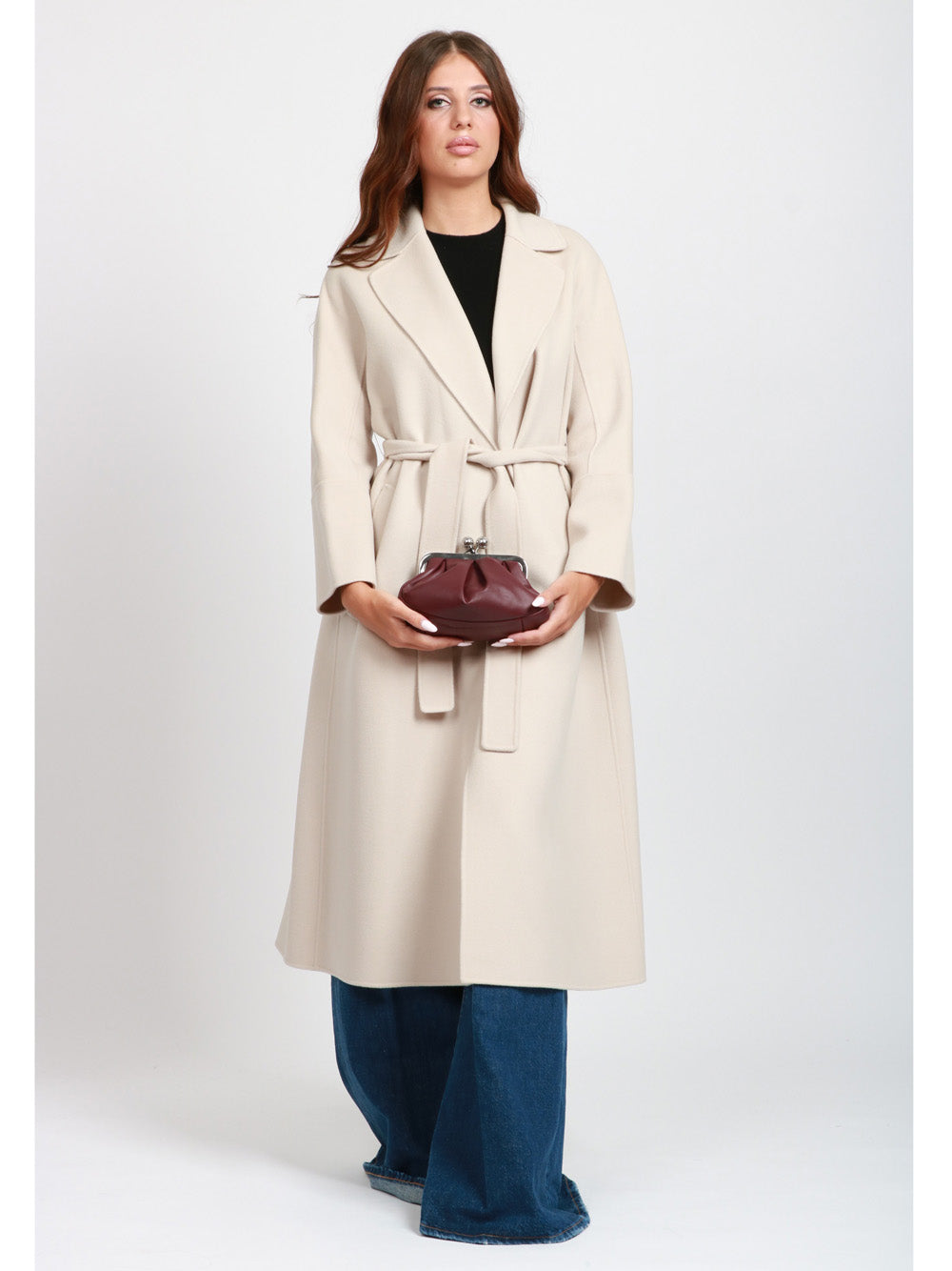 WEEKEND MAX MARA Borsa Pochette Prati Pasticcino Small in Pelle Bordeaux Vino