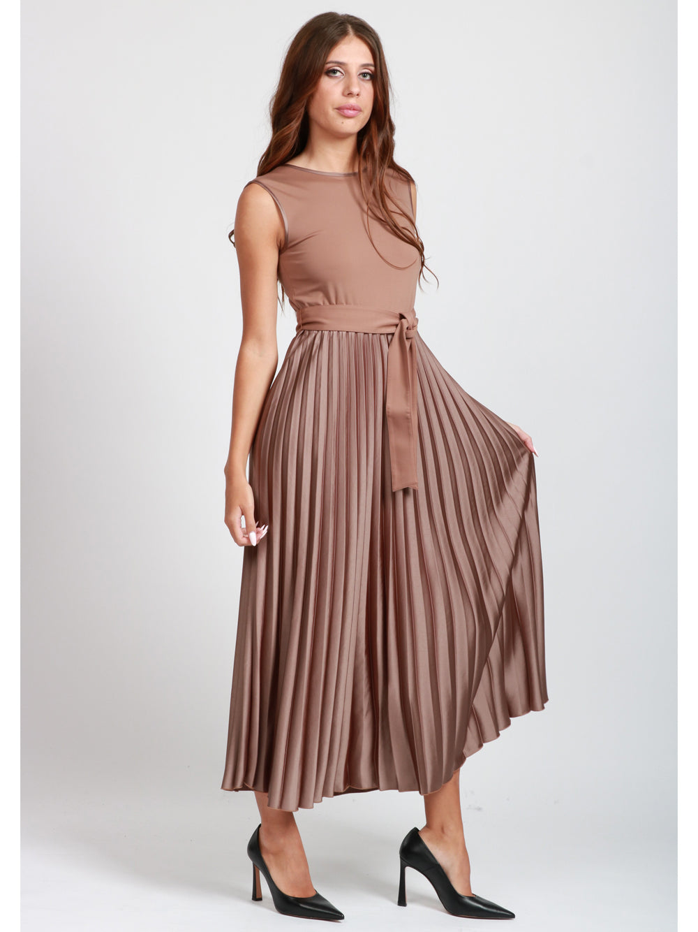 WEEKEND MAX MARA Vestito Samuele in Jersey Marrone Camel oro