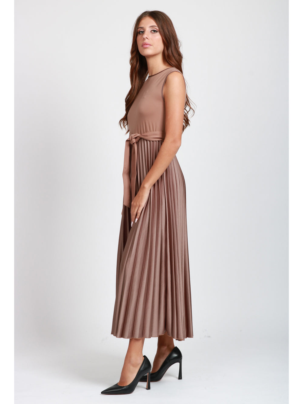 WEEKEND MAX MARA Vestito Samuele in Jersey Marrone Camel oro