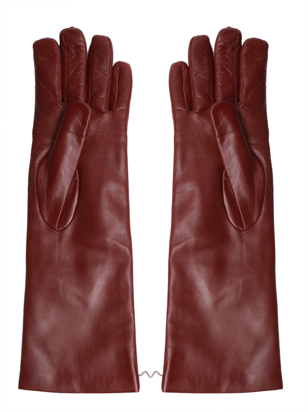WEEKEND MAX MARA Guanti Senape in Pelle Bordeaux Vinaccio
