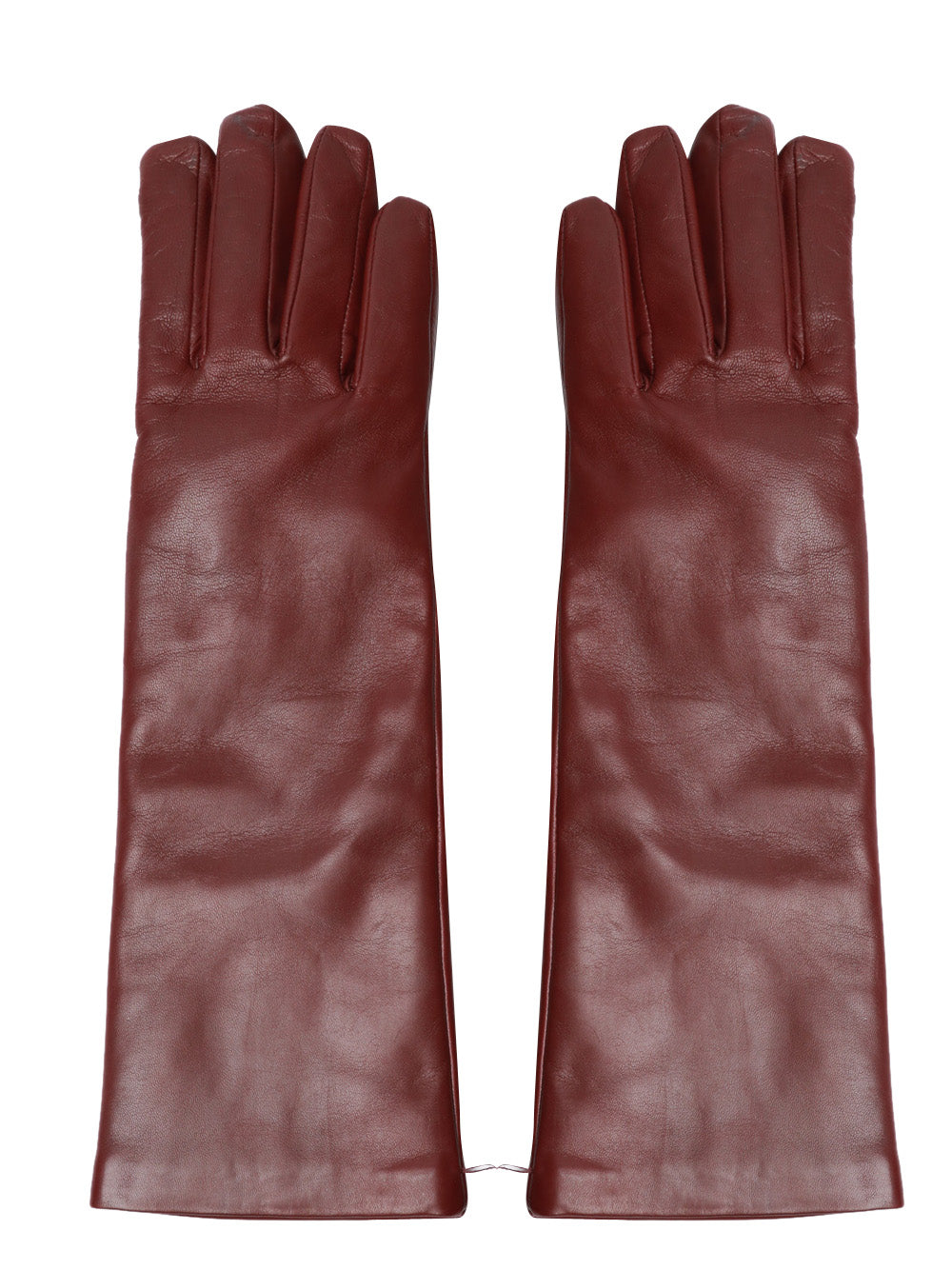 WEEKEND MAX MARA Guanti Senape in Pelle Bordeaux Vinaccio