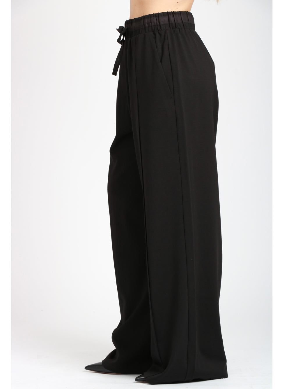 WEEKEND MAX MARA Pantaloni Sub in Jersey Neri con Coulisse in Vita Nero