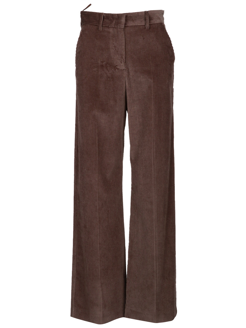 WEEKEND MAX MARA Pantaloni Tania Palazzo in Velluto a Costine Marrone Testa di moro