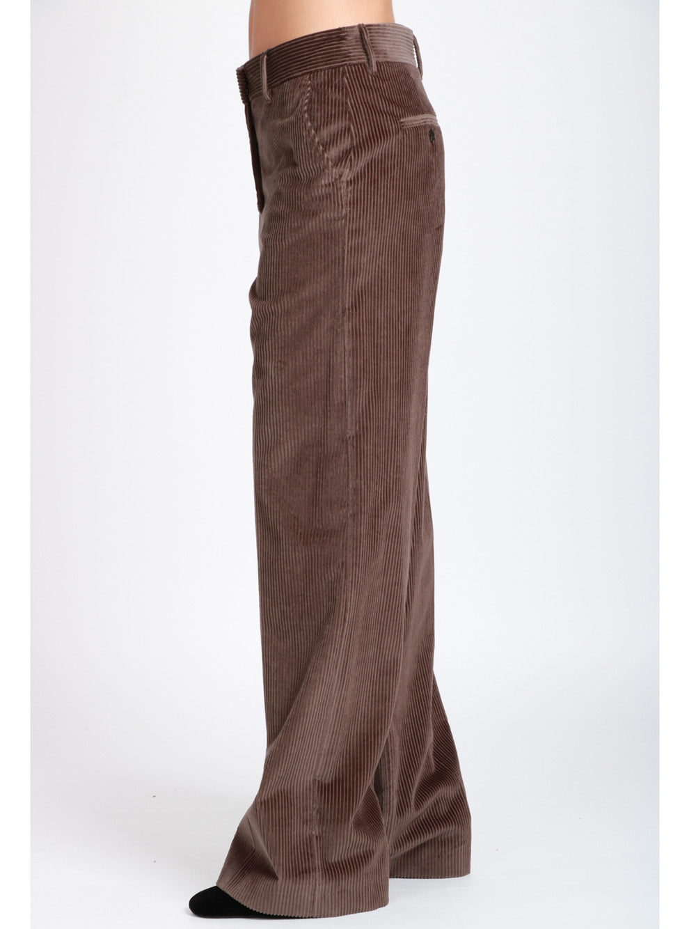 WEEKEND MAX MARA Pantaloni Tania Palazzo in Velluto a Costine Marrone Testa di moro