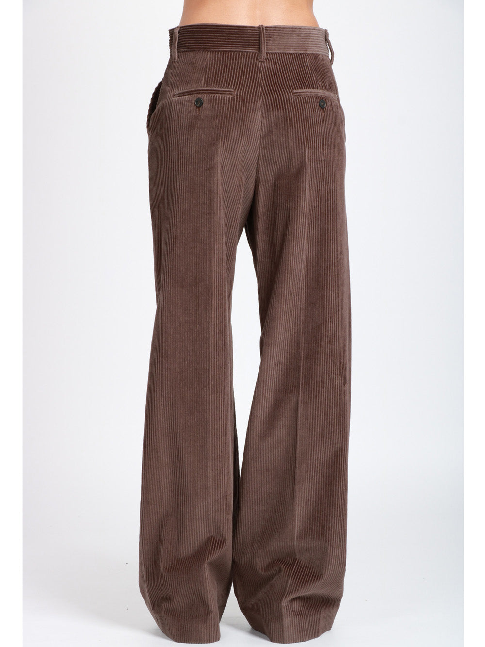 WEEKEND MAX MARA Pantaloni Tania Palazzo in Velluto a Costine Marrone Testa di moro