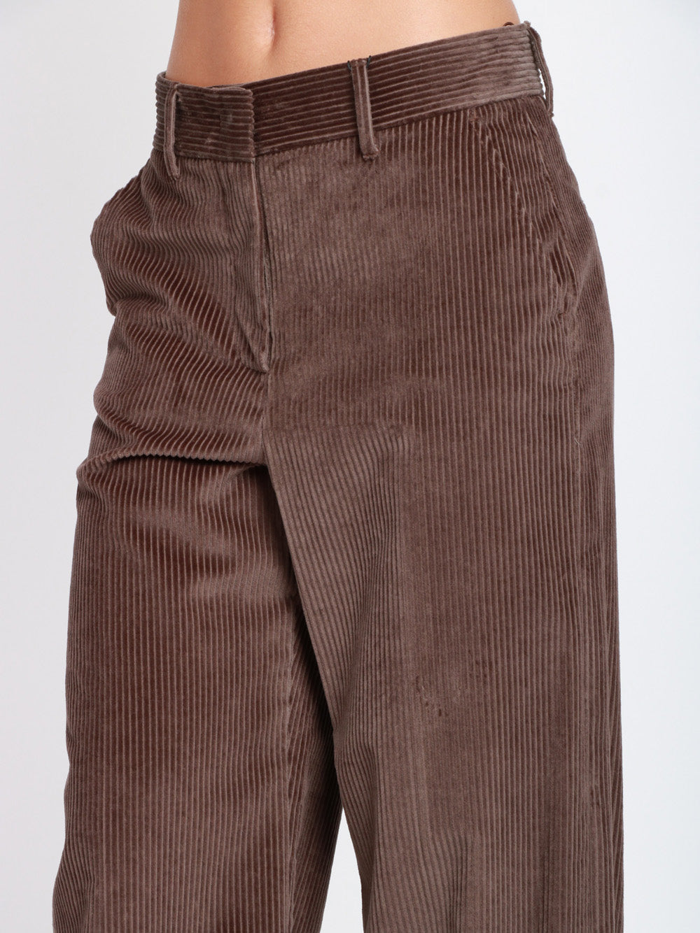 WEEKEND MAX MARA Pantaloni Tania Palazzo in Velluto a Costine Marrone Testa di moro