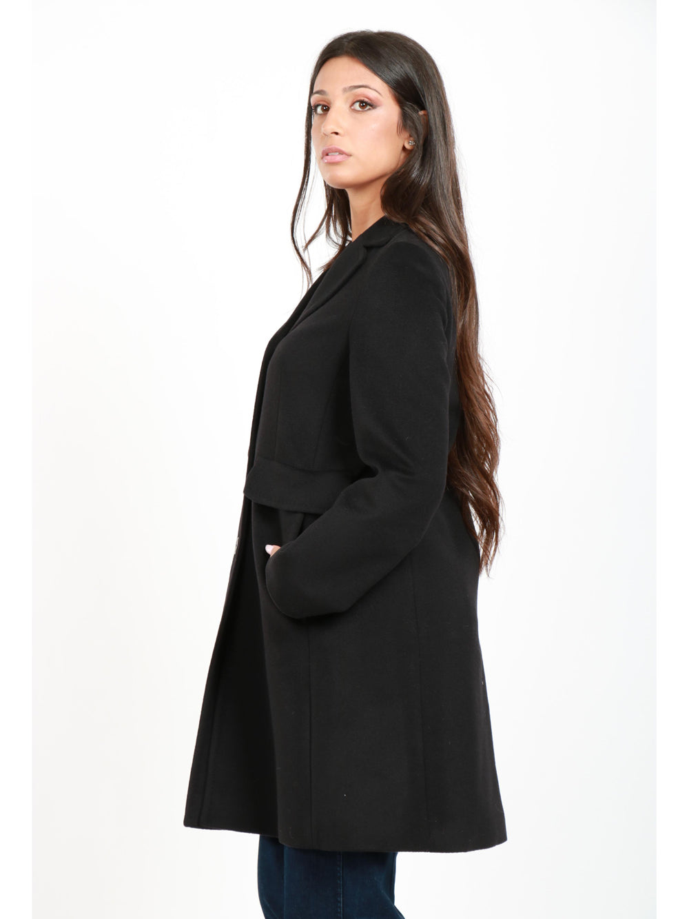 WEEKEND MAX MARA Cappotto Tevere Monopetto in Lana Vergine Nero Nero