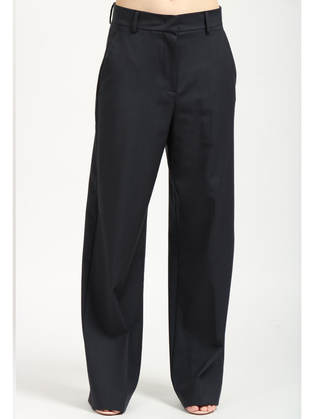 WEEKEND MAX MARA Pantaloni Palazzo Visivo in Fresco Lana Blu Blu