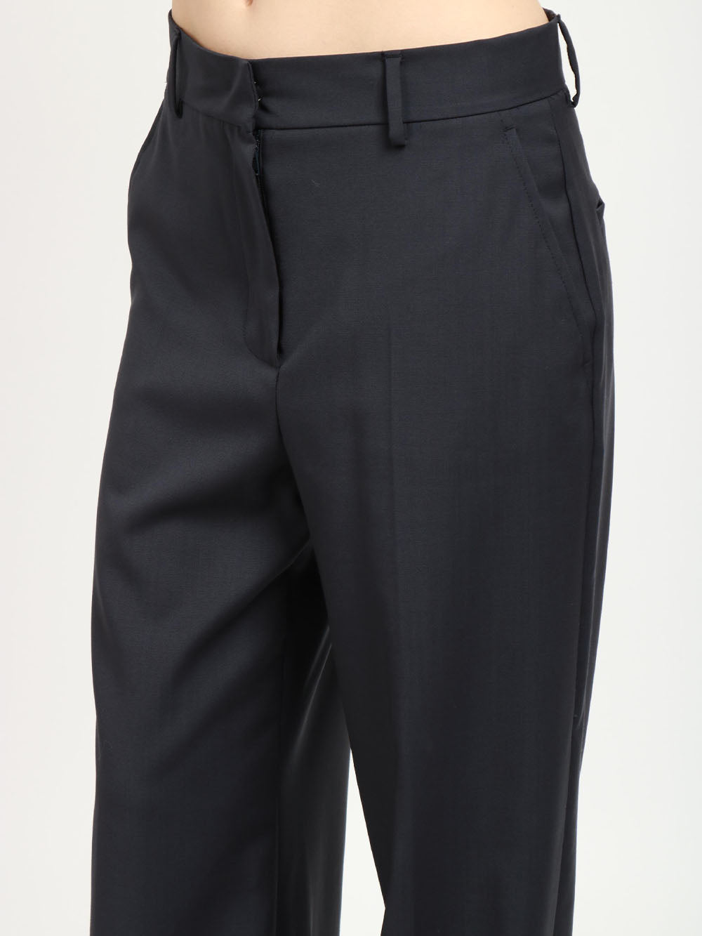 WEEKEND MAX MARA Pantaloni Palazzo Visivo in Fresco Lana Blu Blu