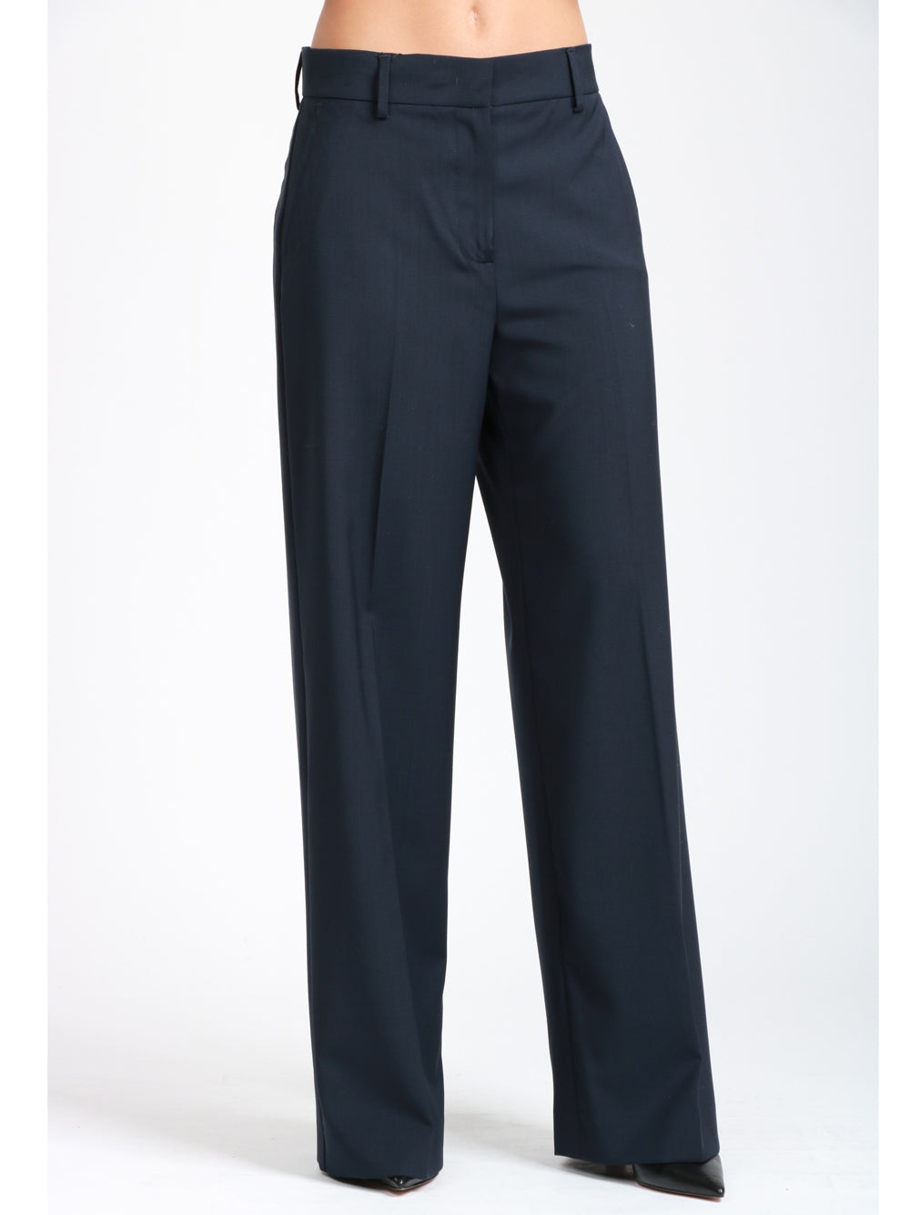 WEEKEND MAX MARA Pantaloni Palazzo Visivo in Fresco Lana Blu Blu