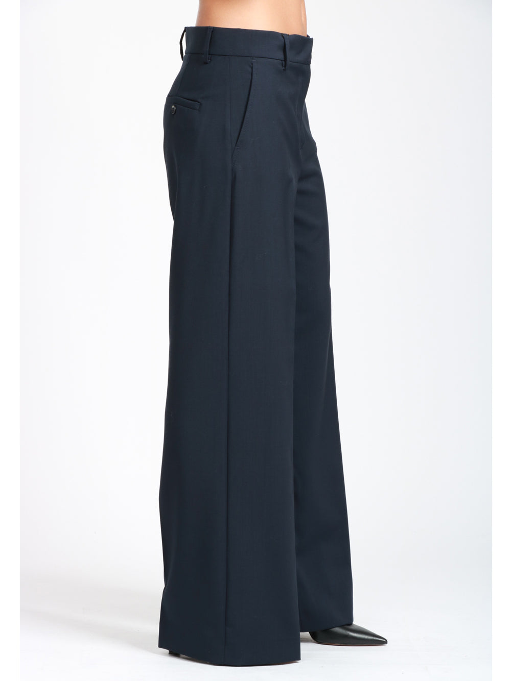 WEEKEND MAX MARA Pantaloni Palazzo Visivo in Fresco Lana Blu Blu