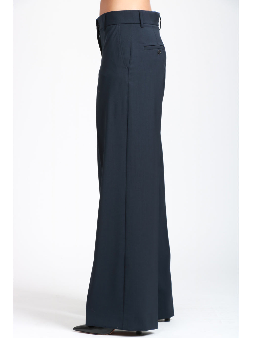 WEEKEND MAX MARA Pantaloni Palazzo Visivo in Fresco Lana Blu Blu