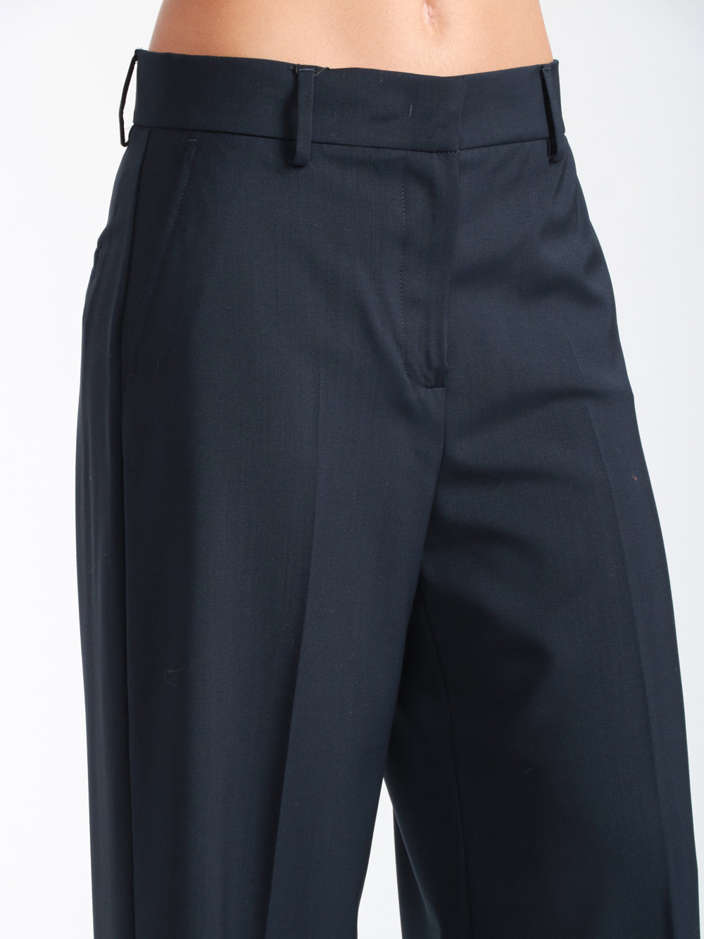 WEEKEND MAX MARA Pantaloni Palazzo Visivo in Fresco Lana Blu Blu