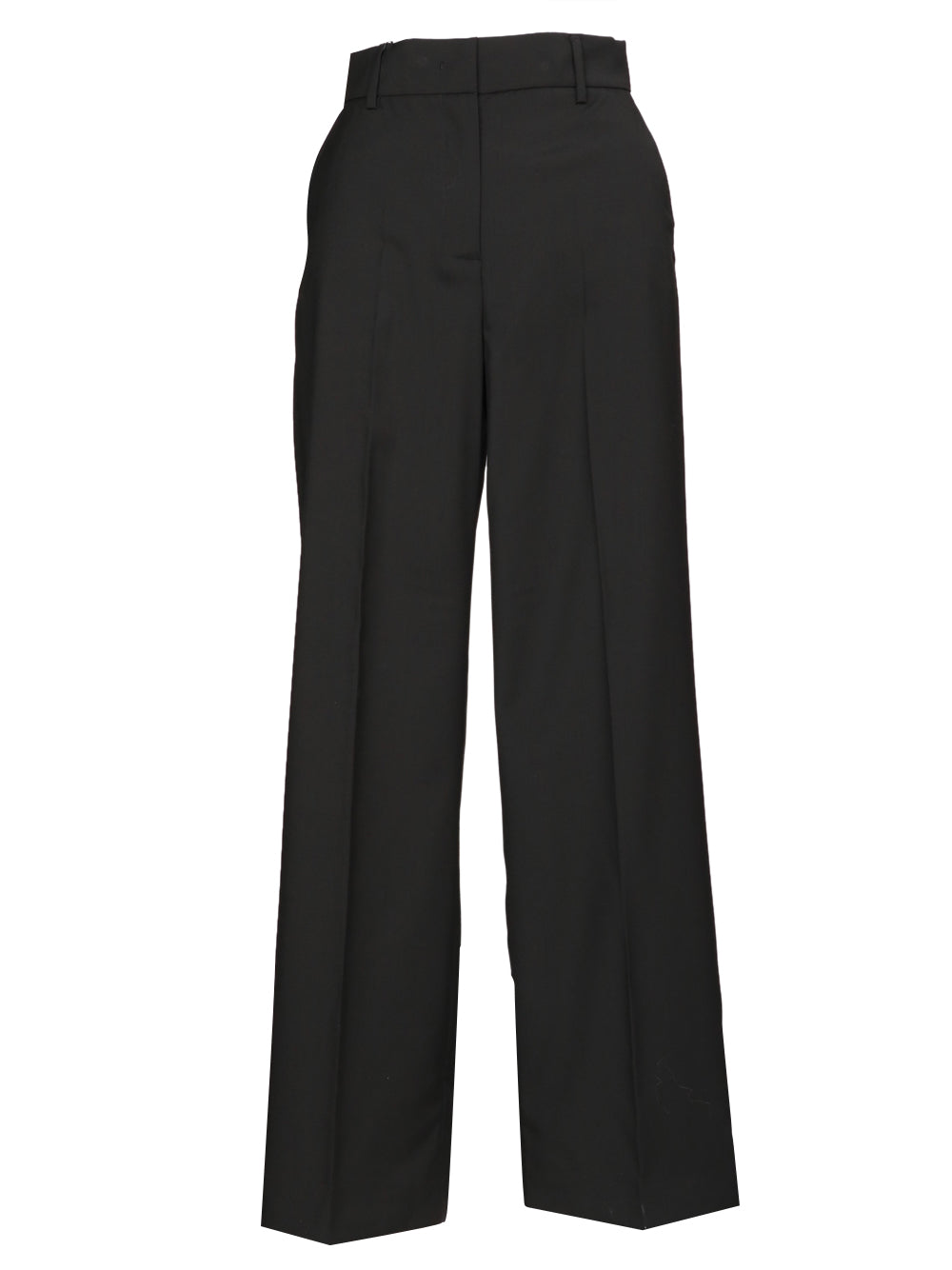 WEEKEND MAX MARA Pantaloni Palazzo Visivo in Fresco Lana Neri Nero