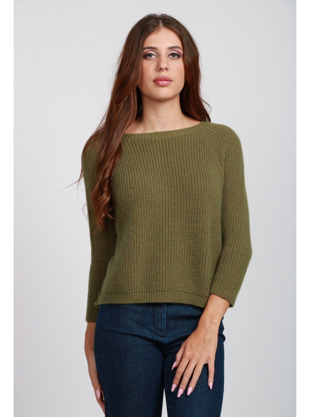 WEEKEND MAX MARA Maglia Xeno a Costine in Mohair Verde Verde