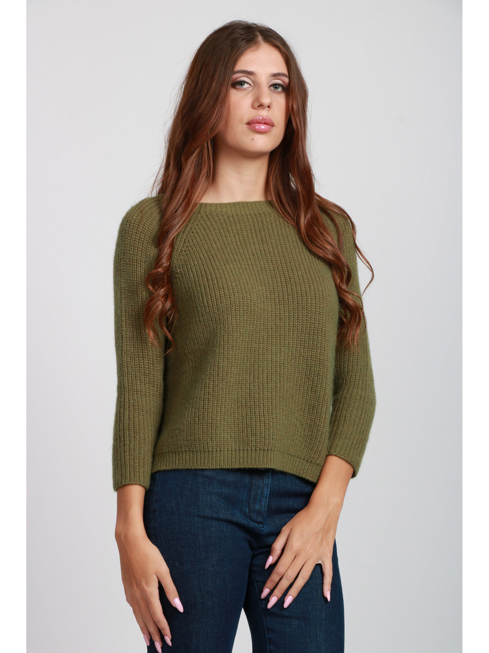 WEEKEND MAX MARA Maglia Xeno a Costine in Mohair Verde Verde