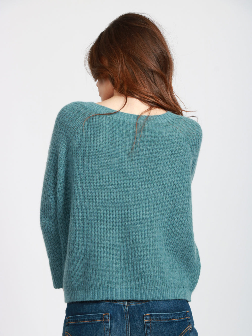 WEEKEND MAX MARA Maglia Xeno a Costine in Misto Mohair Azzurra Celeste