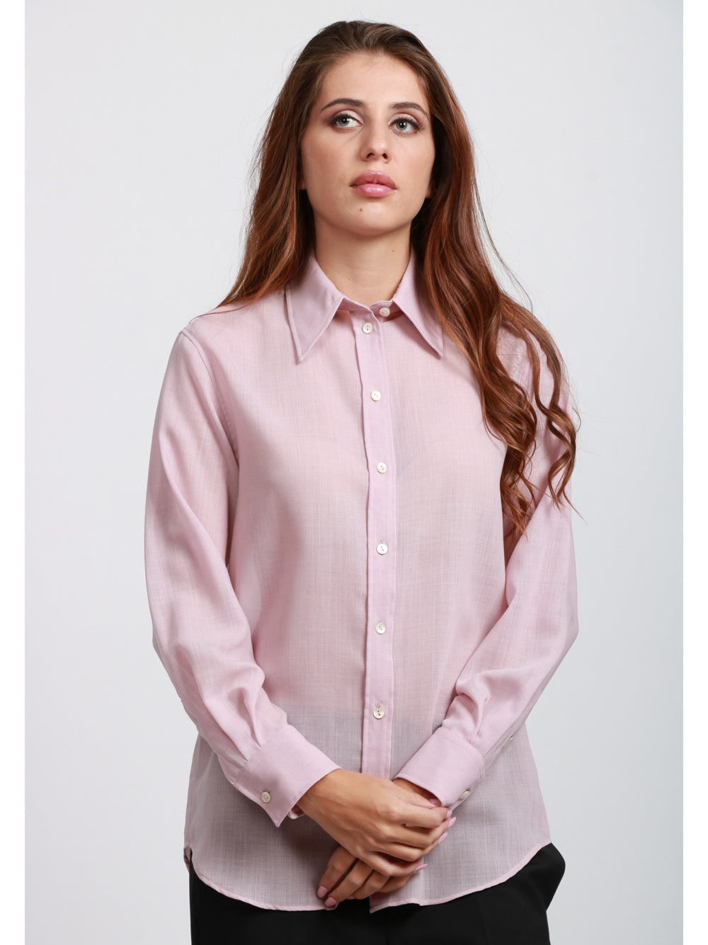 XACUS Camicia Frankie in Misto Lana Vergine Rosa Rosa