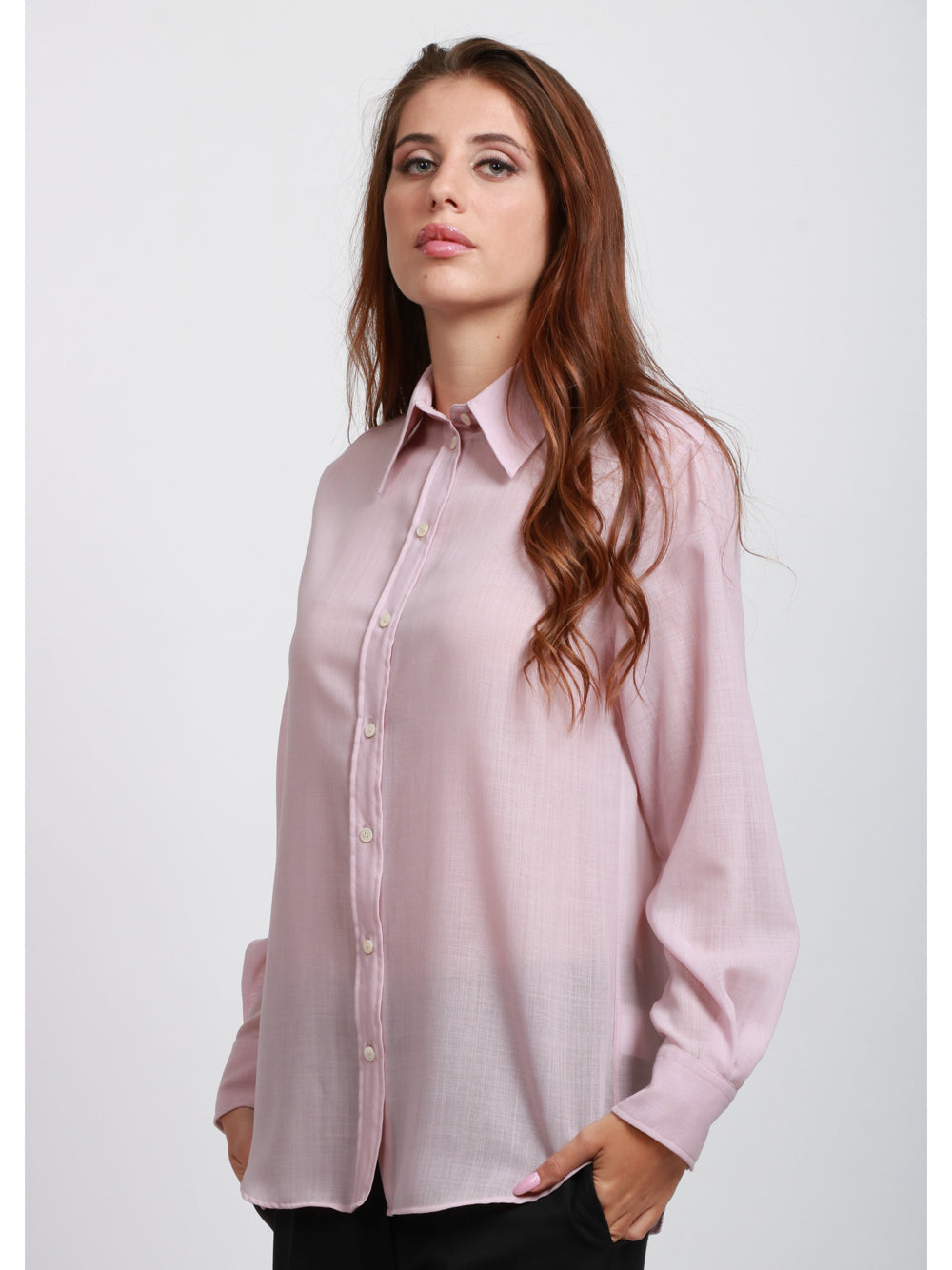 XACUS Camicia Frankie in Misto Lana Vergine Rosa Rosa