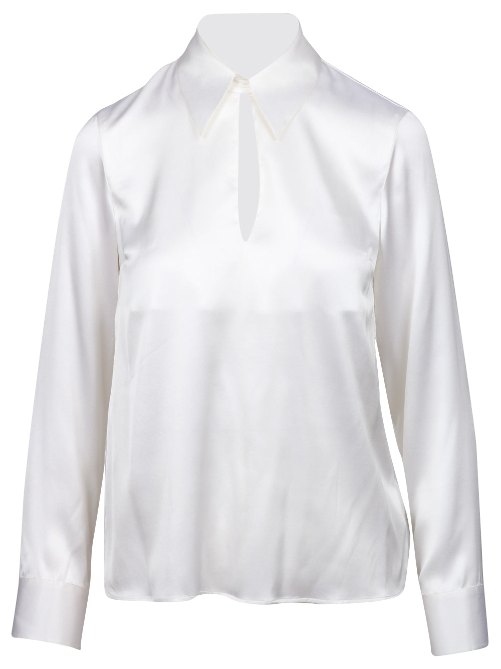 XACUS Blusa in Seta Bianca con Scollo a Goccia Bianco