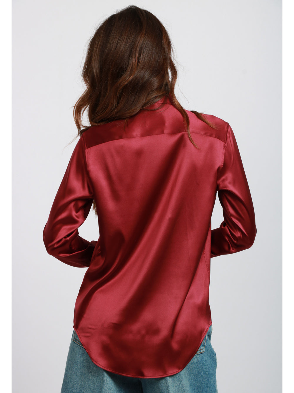 XACUS Camicia Classica in Seta Elasticizzata Bordeaux Bordeaux