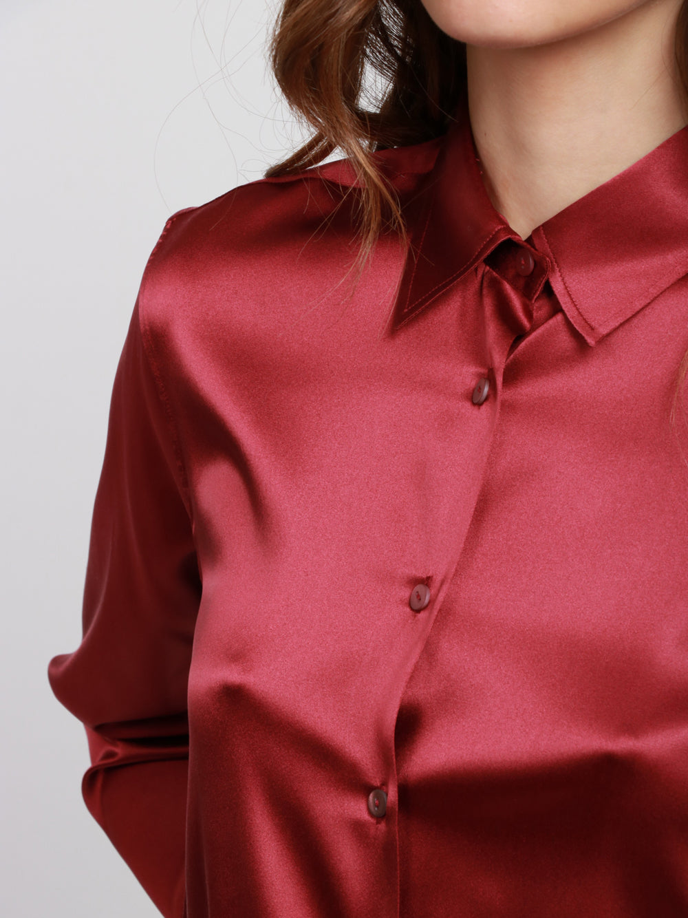 XACUS Camicia Classica in Seta Elasticizzata Bordeaux Bordeaux