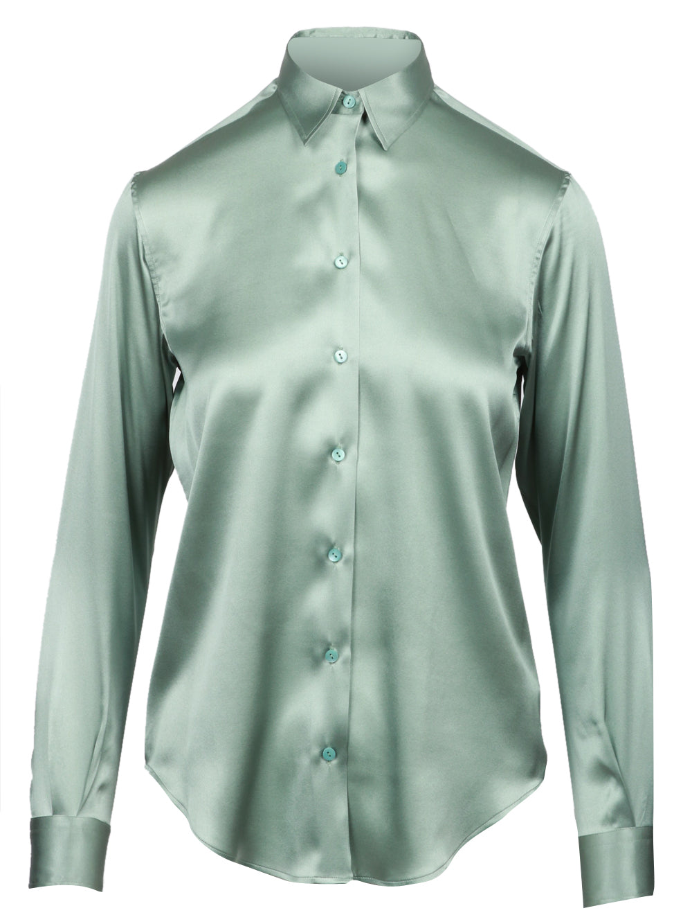 XACUS Camicia Classica in Seta Elasticizzata Verdeacqua Tiffany