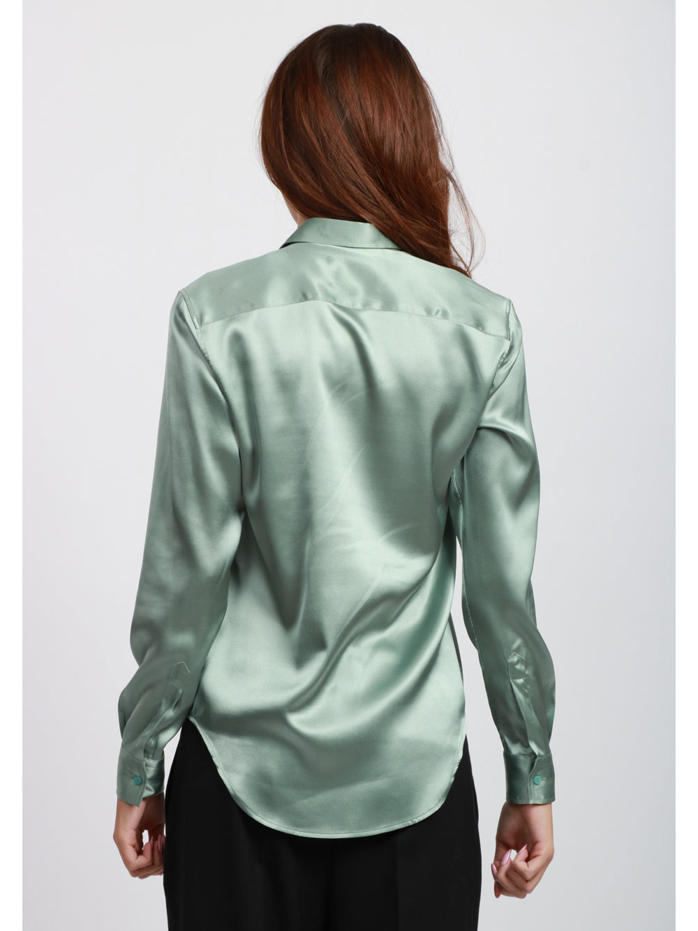 XACUS Camicia Classica in Seta Elasticizzata Verdeacqua Tiffany